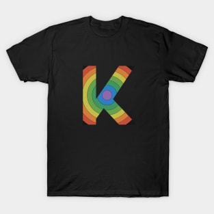 Retro Rainbow 'K' Sticker T-Shirt